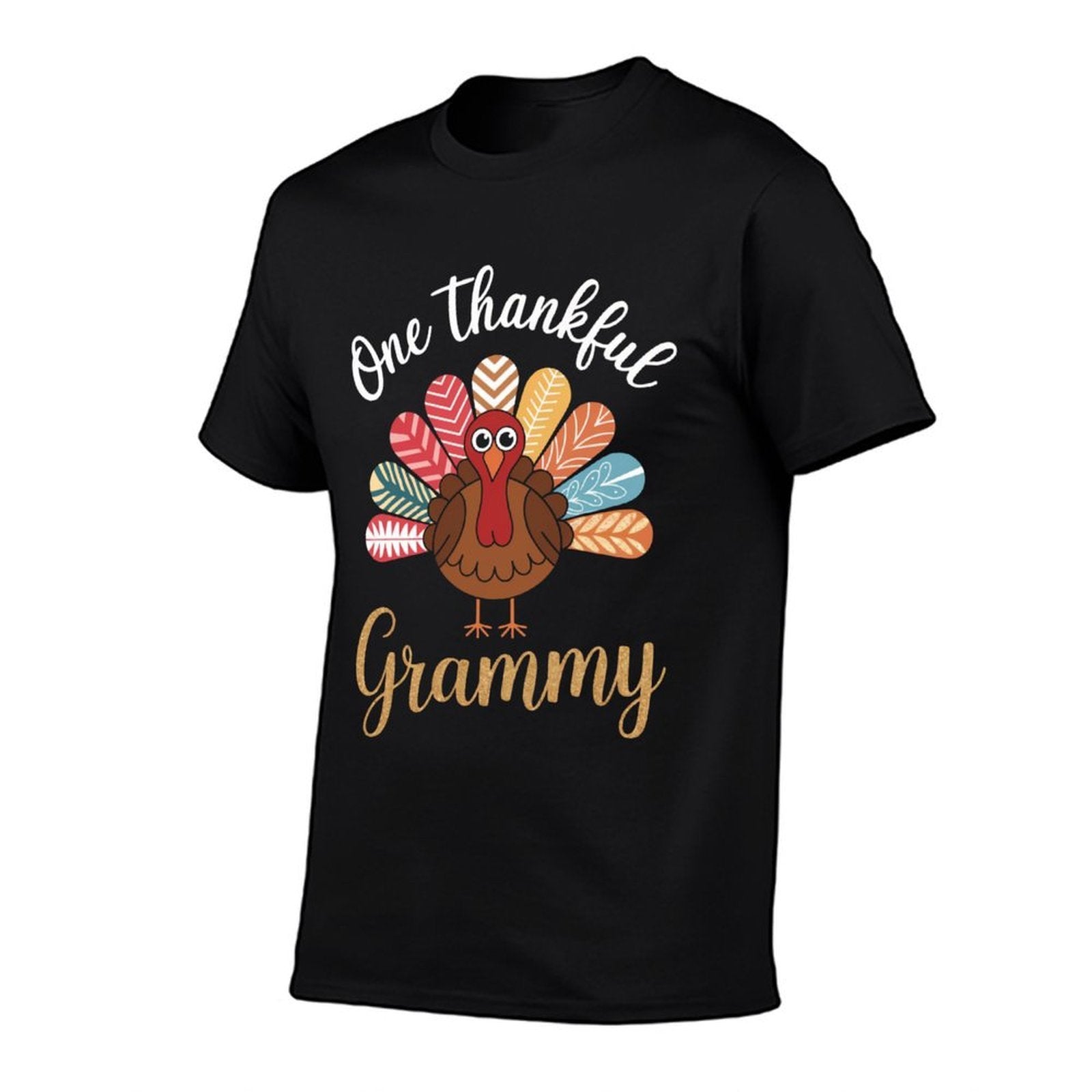 Grammy One Thankful Grammy Thanksgiving Christmas Groovy  Rolled Sleeves T-Shirt