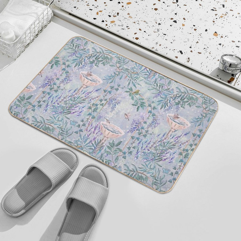 French Countryside Lavender Fresco Pattern  Dirt-Trapping Bath Mat