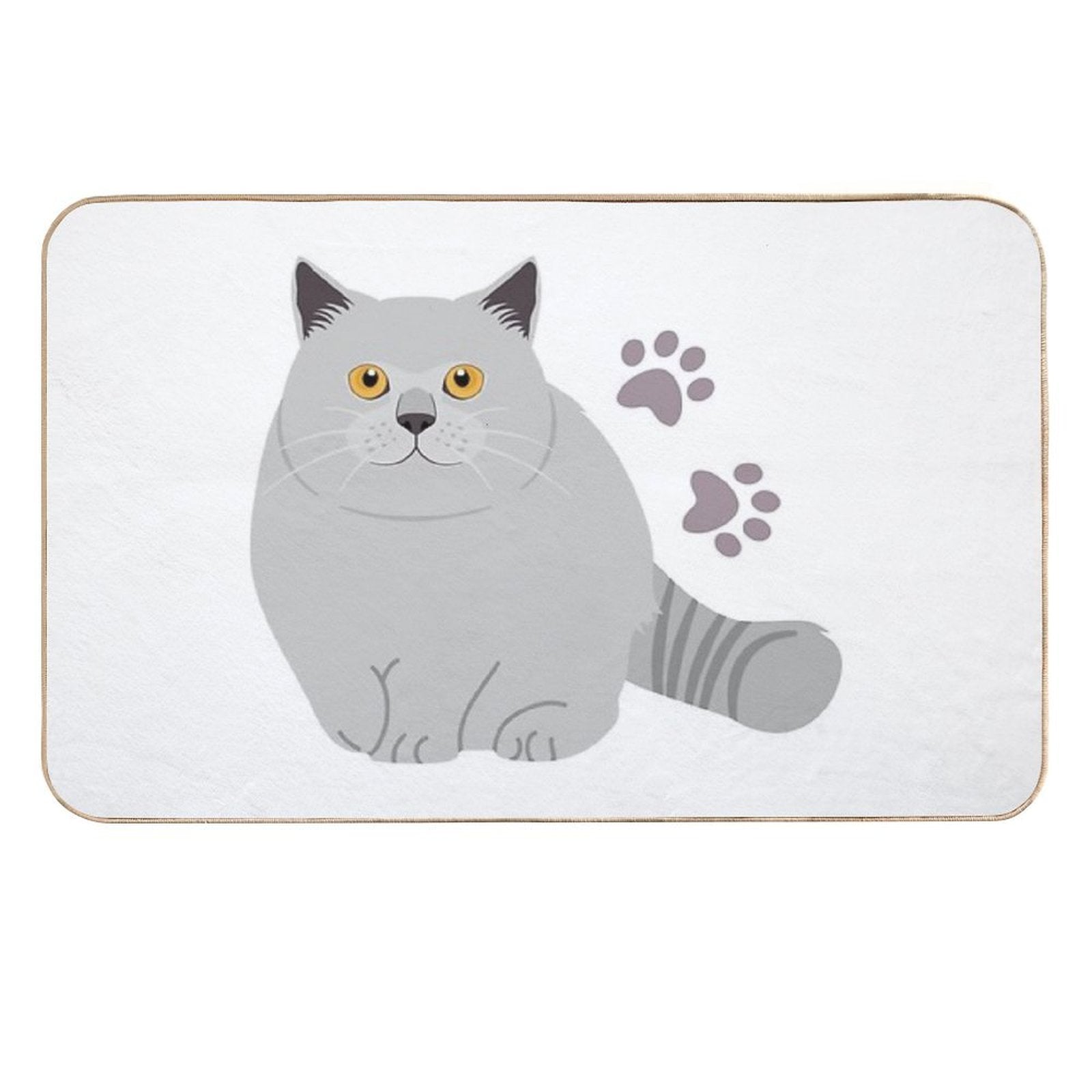 British Shorthair Cat And Paw Print  Rapid-Drying Bath Mat