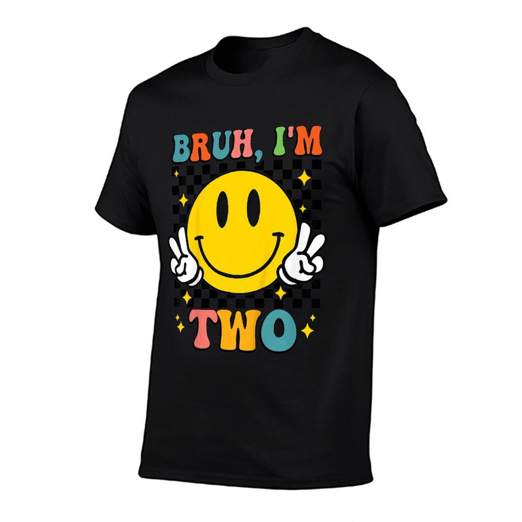 Kids Bruh I'm 2 2nd Birthday Boy Smile Face 2 Year Old Birthday  Relaxed-fit T-Shirt