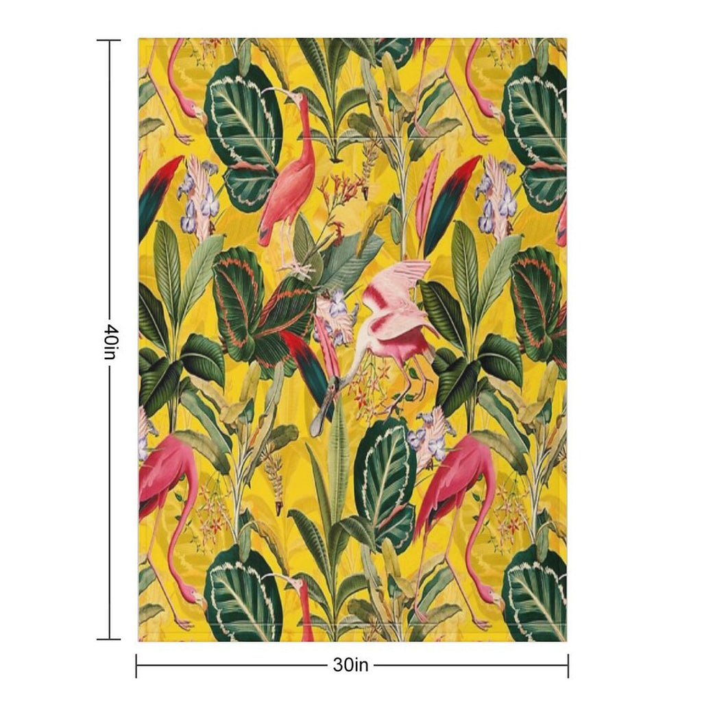 Vintage Yellow Tropical Bird Jungle Botanical Garden Nightgarden Eco-conscious Throw Blanket