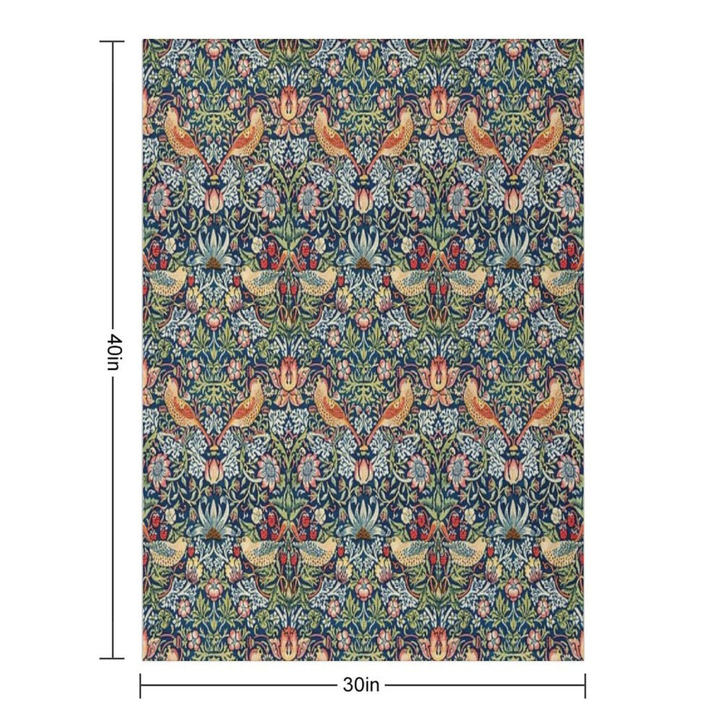 The Strawberry Thief William Morris Pattern Travel-friendly Throw Blanket