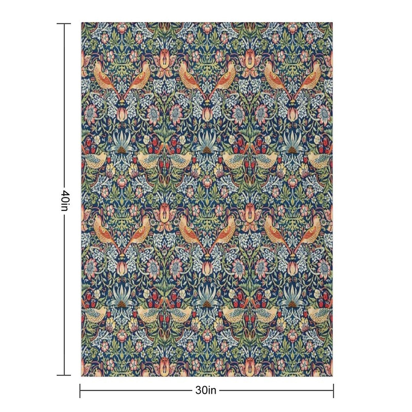 The Strawberry Thief William Morris Pattern Travel-friendly Throw Blanket