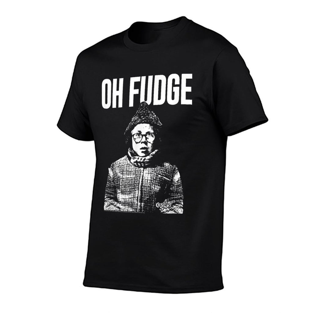 A Christmas Story Oh Fudge Black  White Ralphie Holiday  Graphic-printed T-Shirt