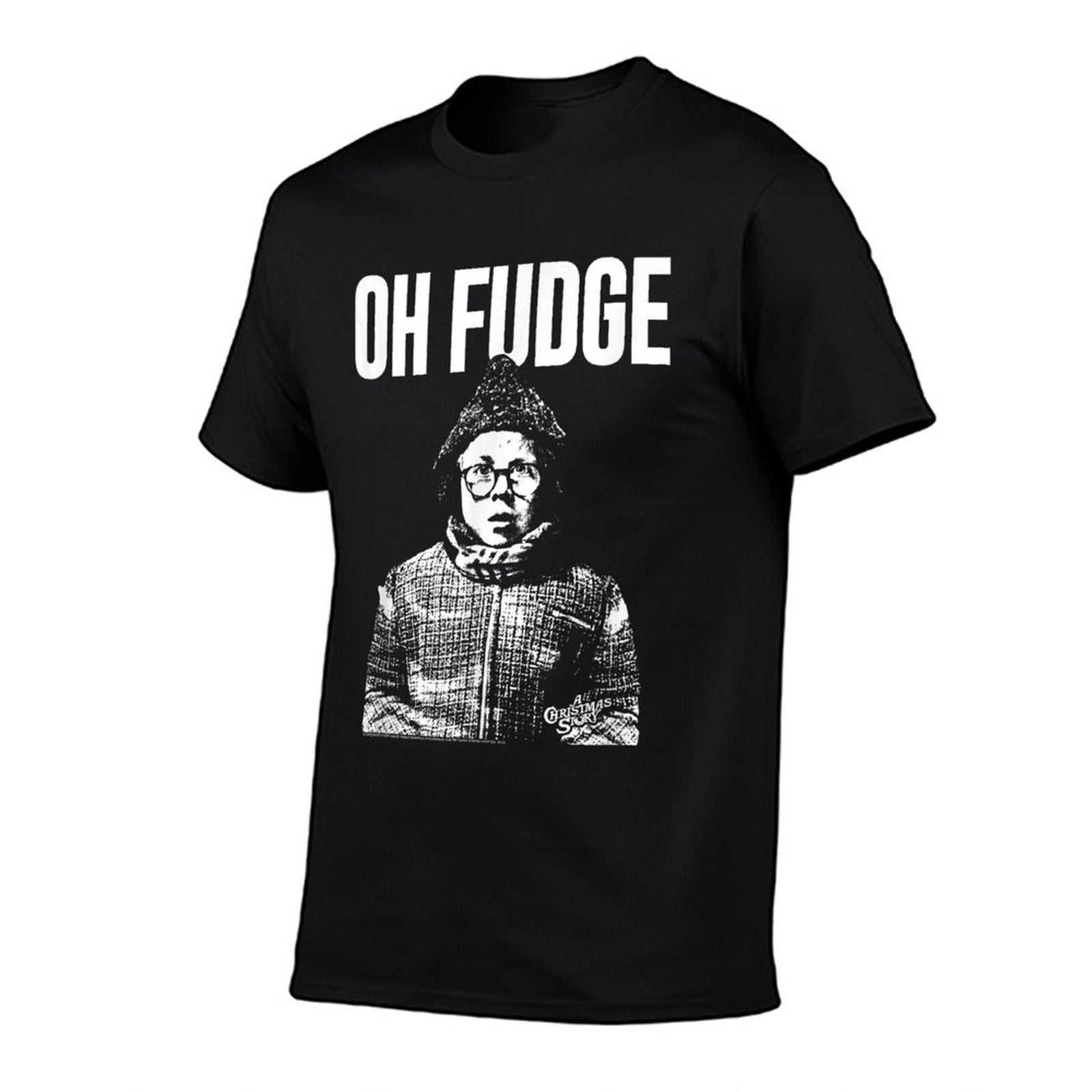 A Christmas Story Oh Fudge Black  White Ralphie Holiday  Graphic-printed T-Shirt
