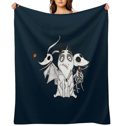 ZERO, SCRAPS And SPARKY Dog Tim Burton Movies All-season Throw Blanket