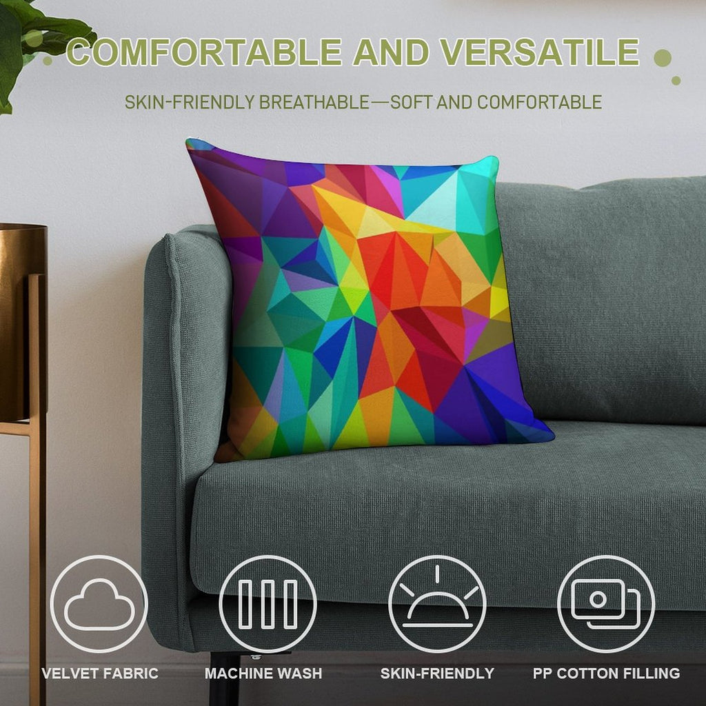 Bright Colorful Geometric Rainbow Design Soft Bedroom Essential Throw Pillow