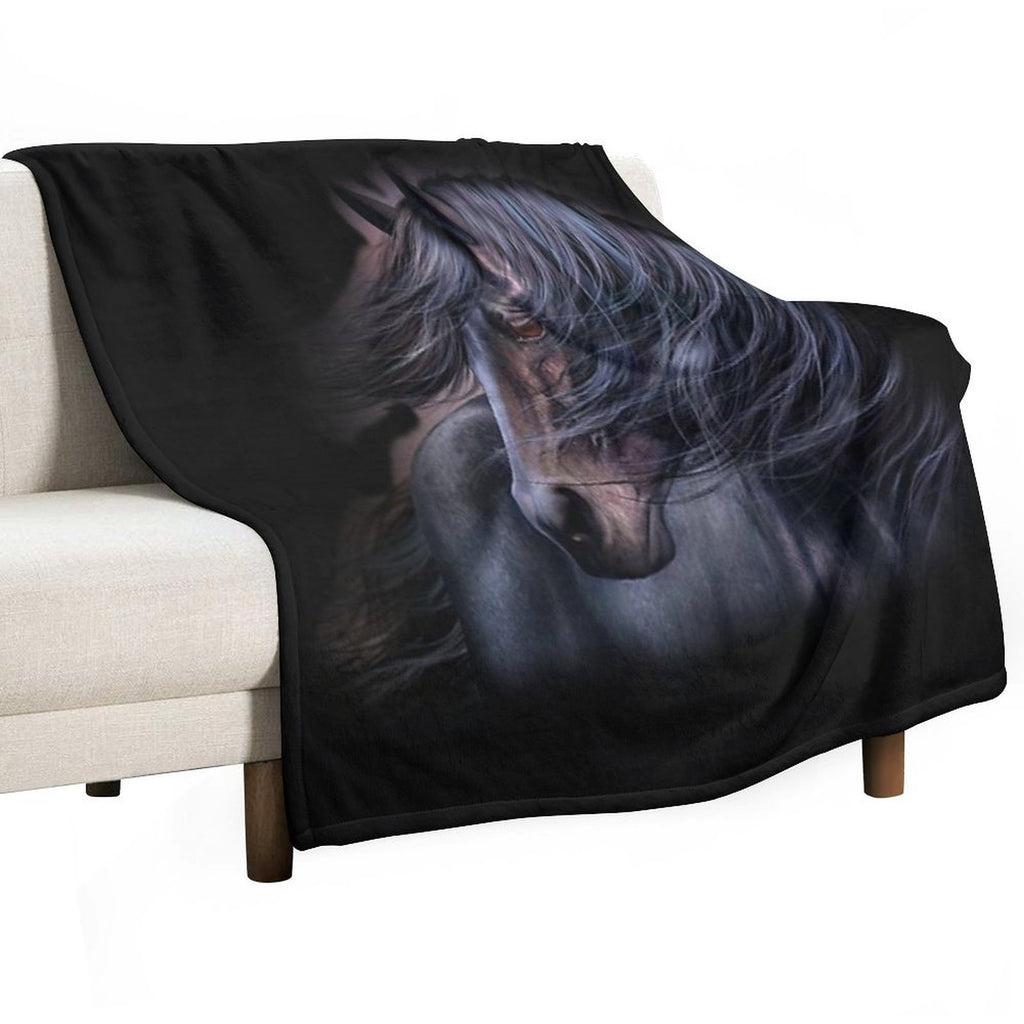 The Black Horse Machine-washable Throw Blanket