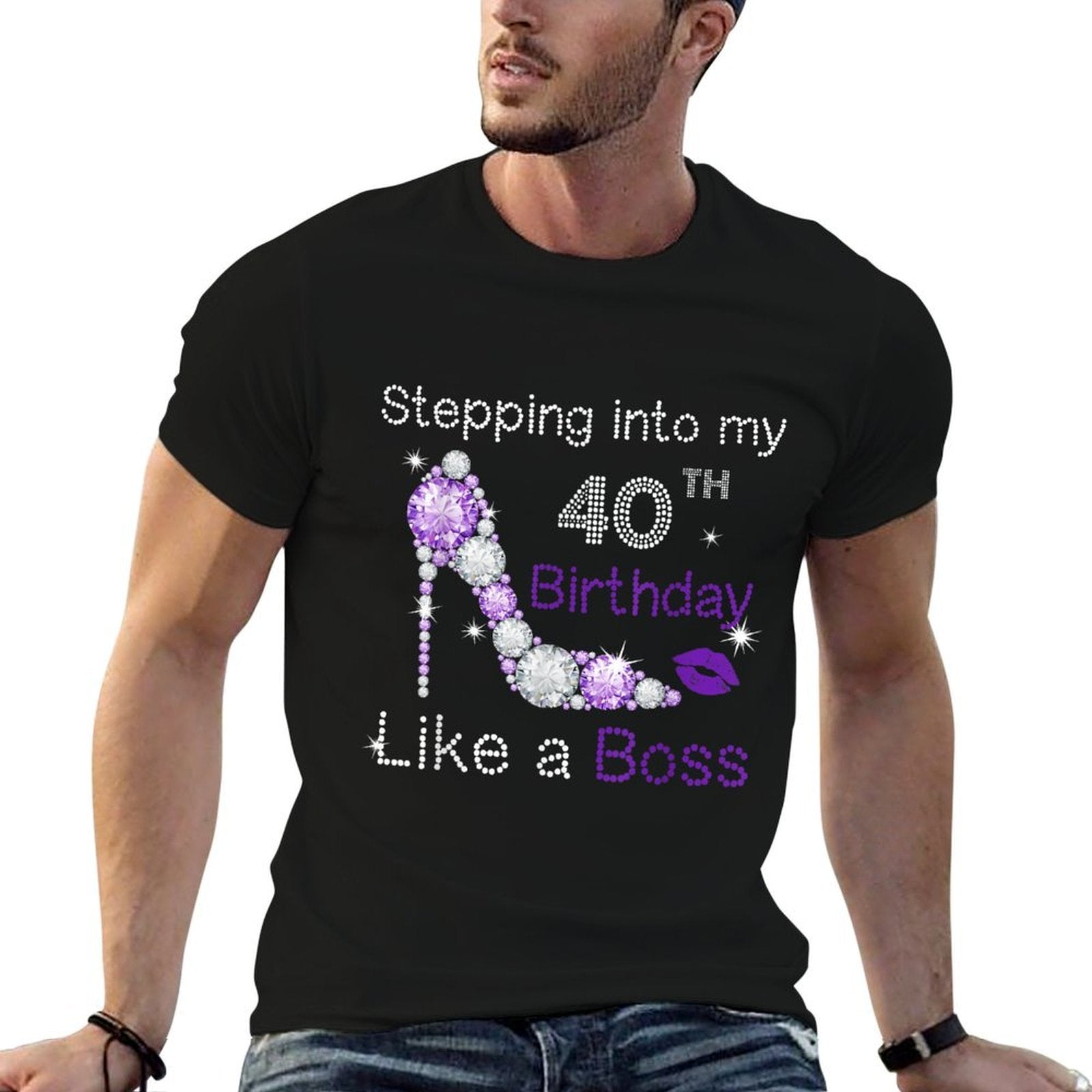 Stepping Into My 40th Birthday Like A Boss Funny For Women  Heathered Texture T-Shirt