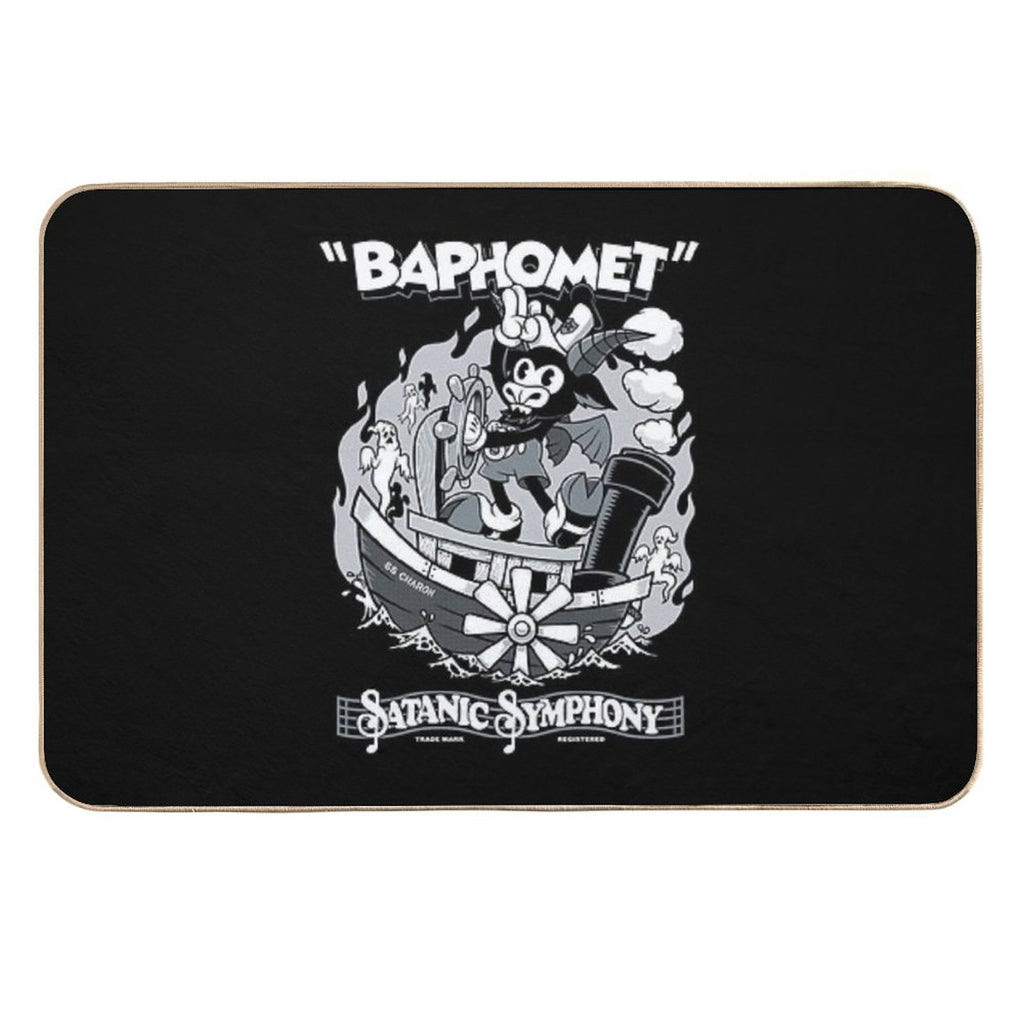 Vintage Cartoon Baphomet - Steamboat Baphy - Occult - Satanic Symphony  Fade-Resistant Bath Mat