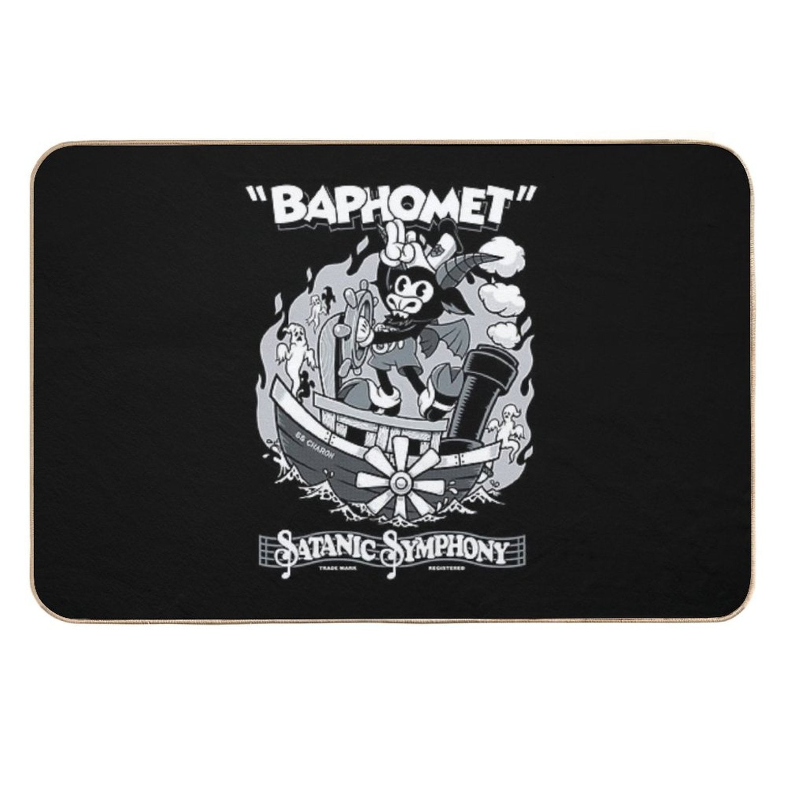 Vintage Cartoon Baphomet - Steamboat Baphy - Occult - Satanic Symphony  Fade-Resistant Bath Mat
