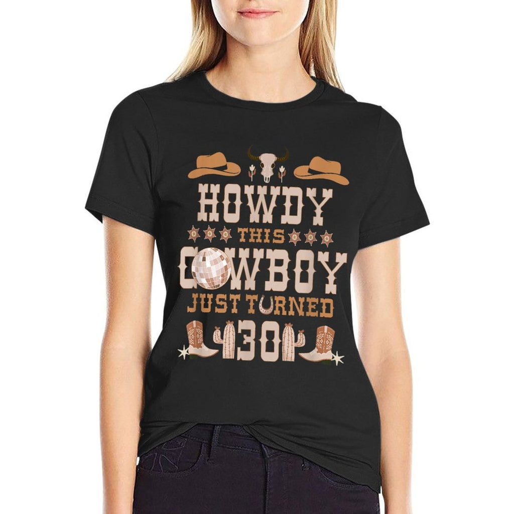 30yr Birthday Cowboy Western 30 Years Old Boy 30th Birthday  Polyester Blend T-Shirt