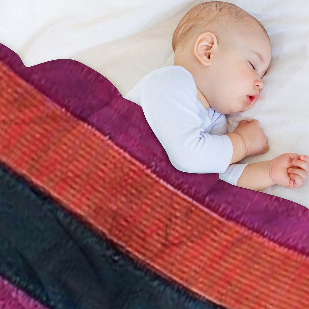Hockey Jersey Stripes, Magenta  Blue Orange Stripes Premium Throw Blanket