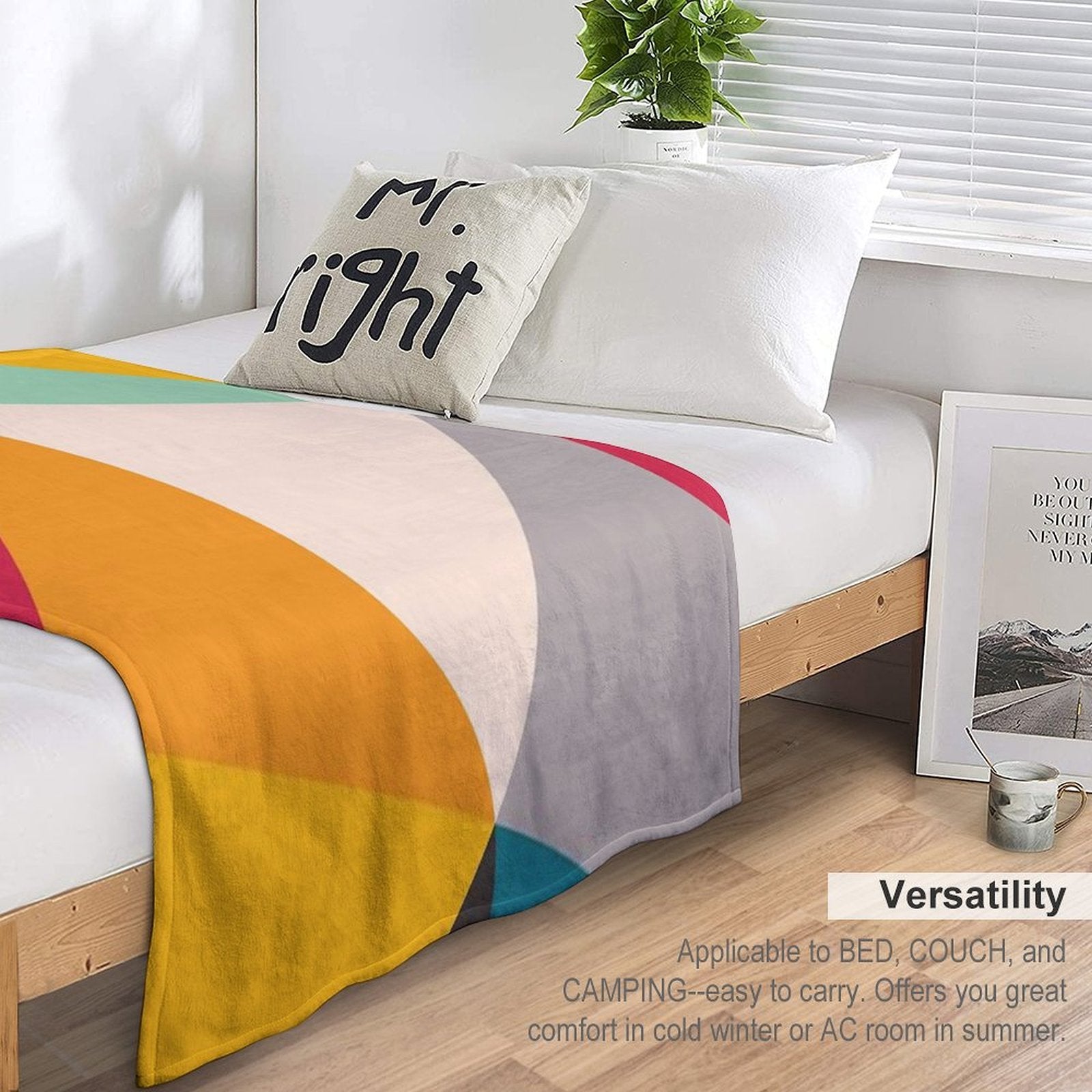 Colourful Geometric Triangles Machine-washable Throw Blanket