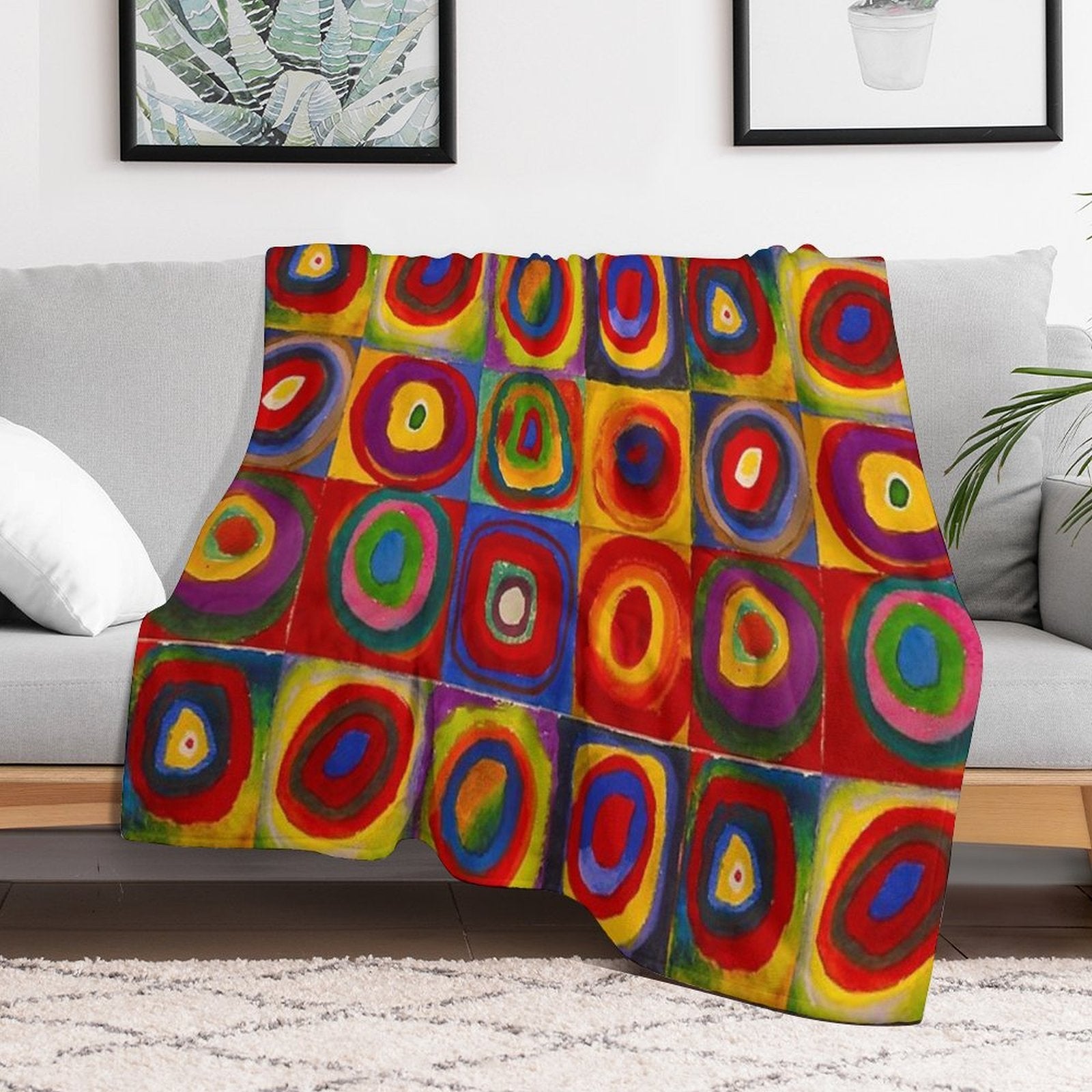 KANDINSKY HD - Color Study Squares Art Painting Wrinkle-free Throw Blanket