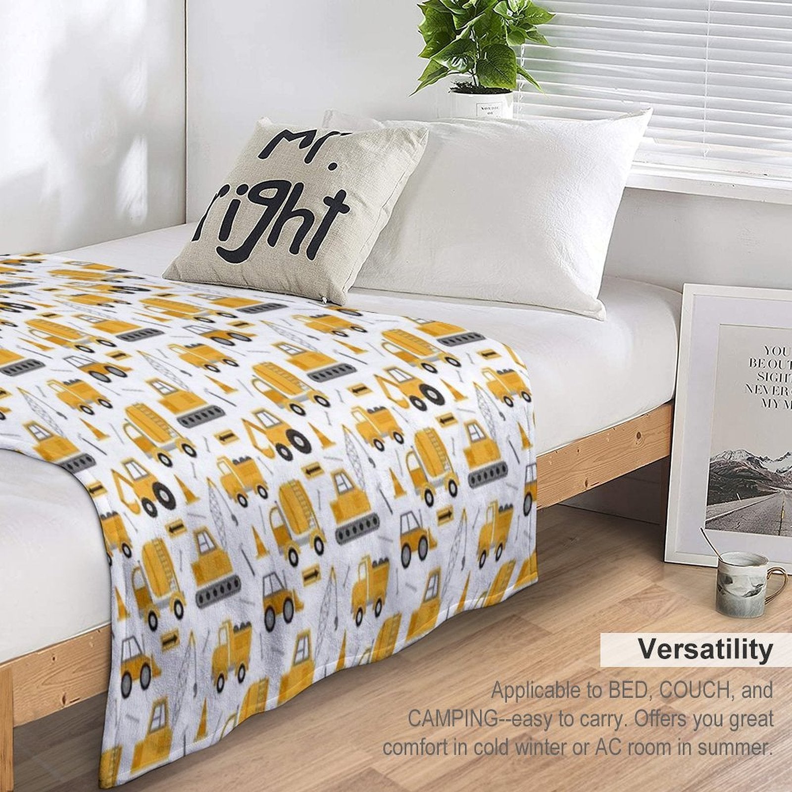 Construction Trucks Sustainable Throw Blanket