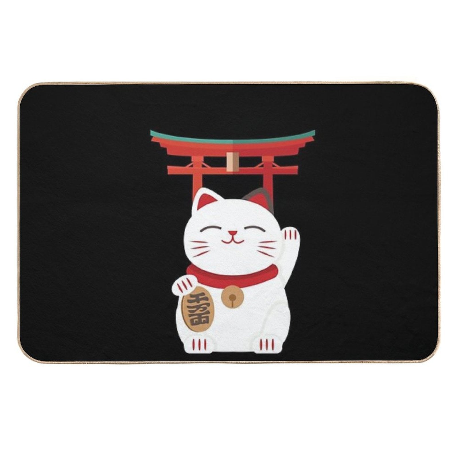 Japanese Blessing Lucky Cat  Dirt-Trapping Bath Mat