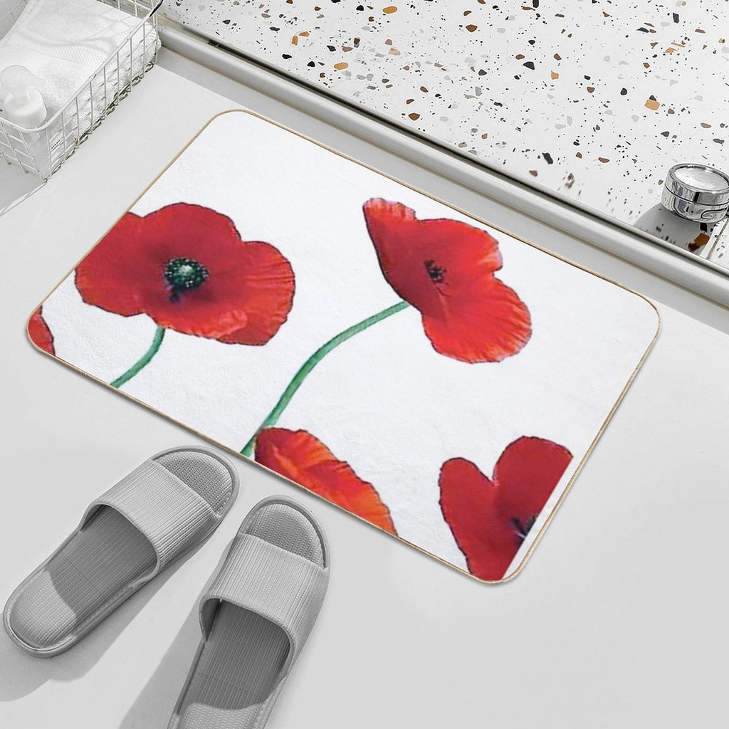 Poppies  Fade-Resistant Bath Mat