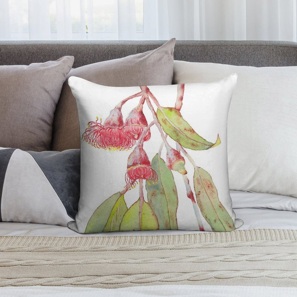 Flowering Silver Princess Eucalyptus Watercolor Soft Decorative Cover Throw Pillow
