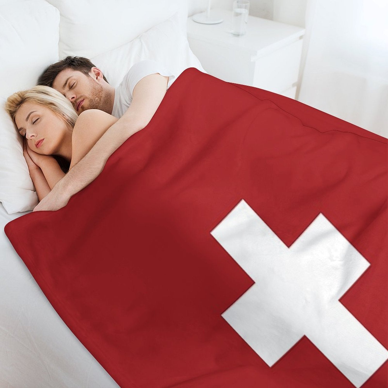 Swiss Cross Red Lightweight Throw Blanket