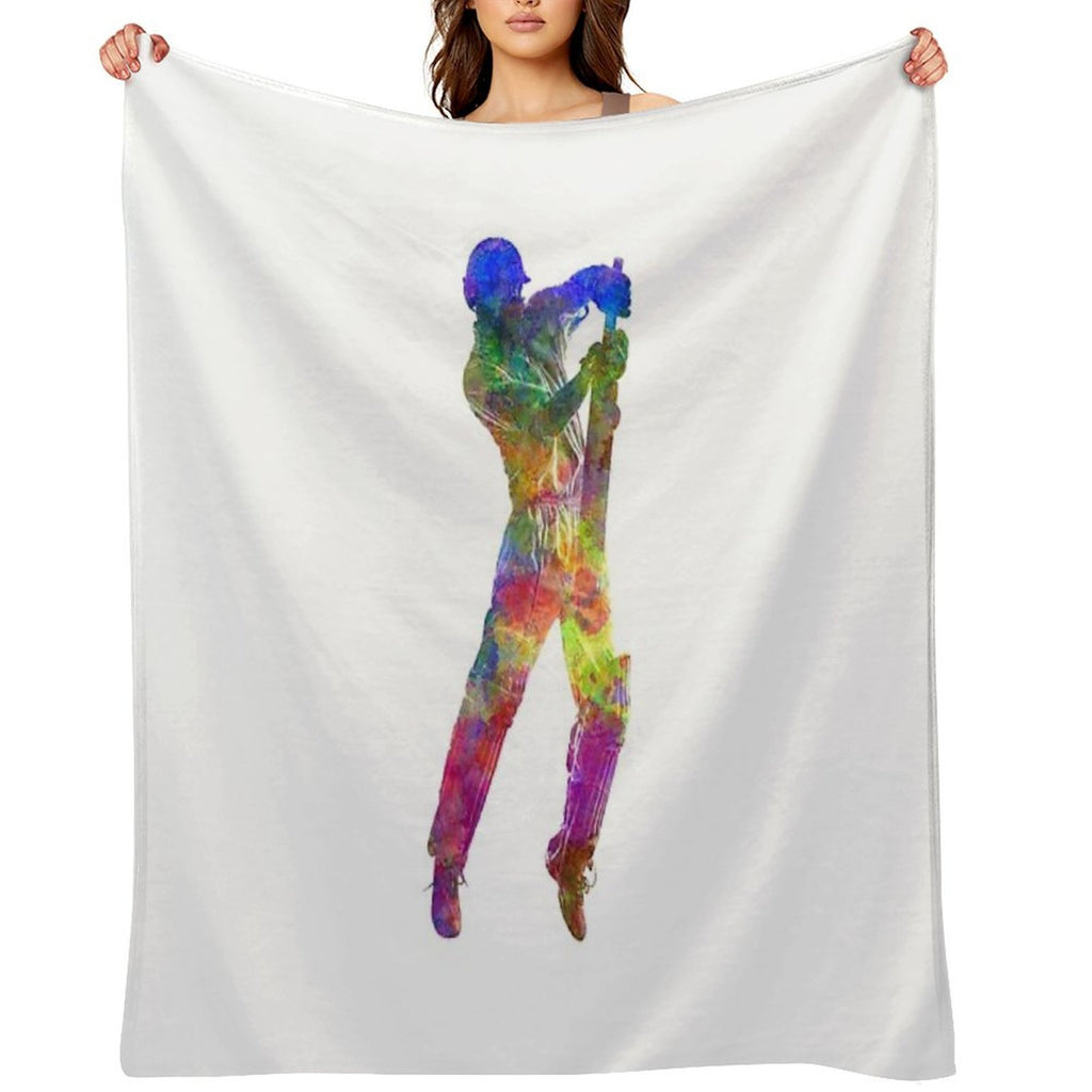 Cricket Player Batsman Silhouette 05 Lightweight Throw Blanket