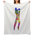 Cricket Player Batsman Silhouette 05 Lightweight Throw Blanket