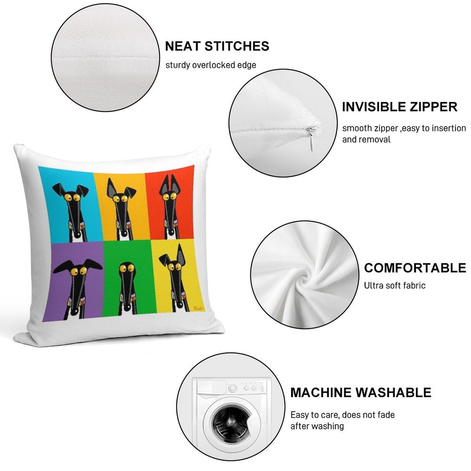 Greyhound Semaphore Soft Washable Throw Pillow