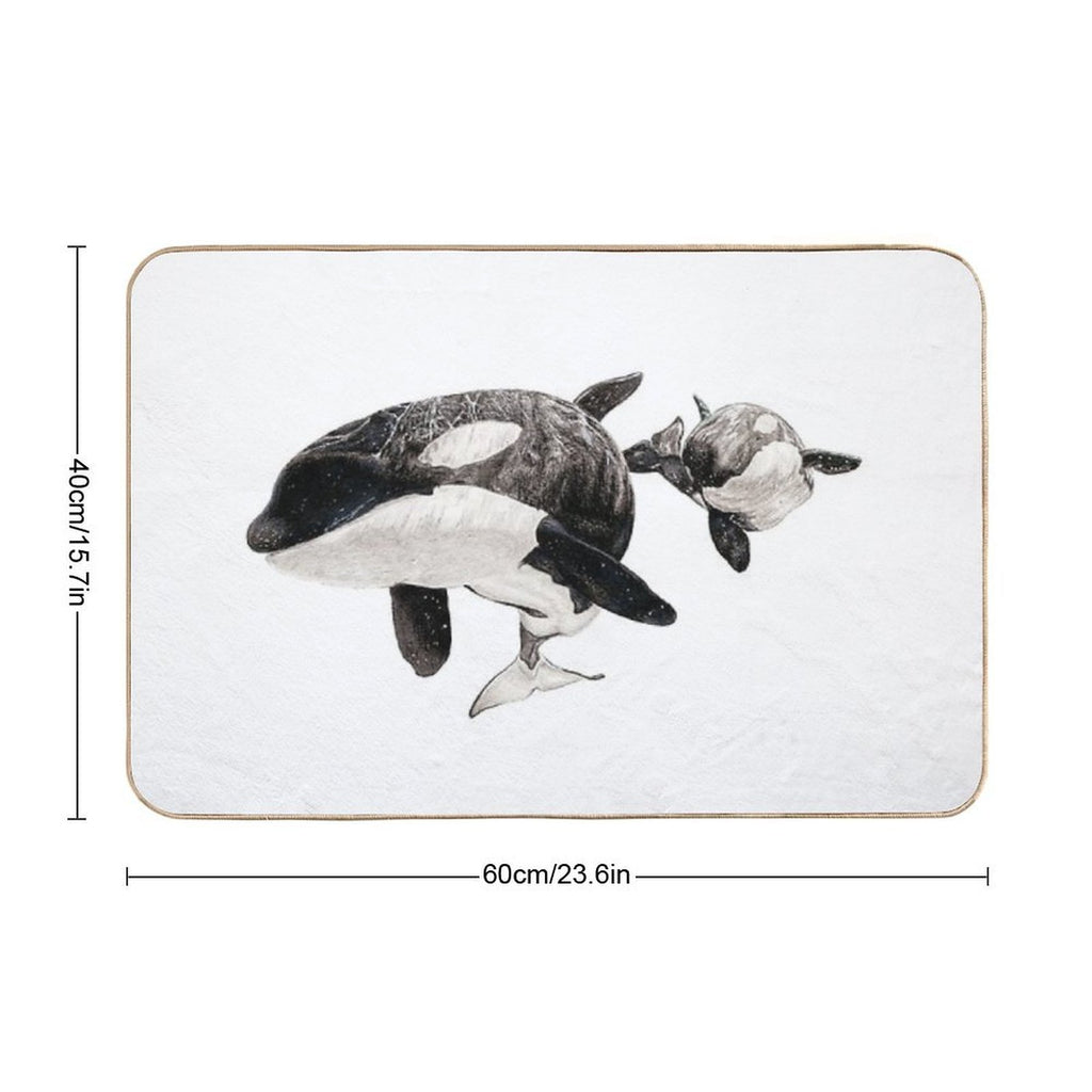 Katina And Taku The Killer Whales Drawing  Odorless Bath Mat
