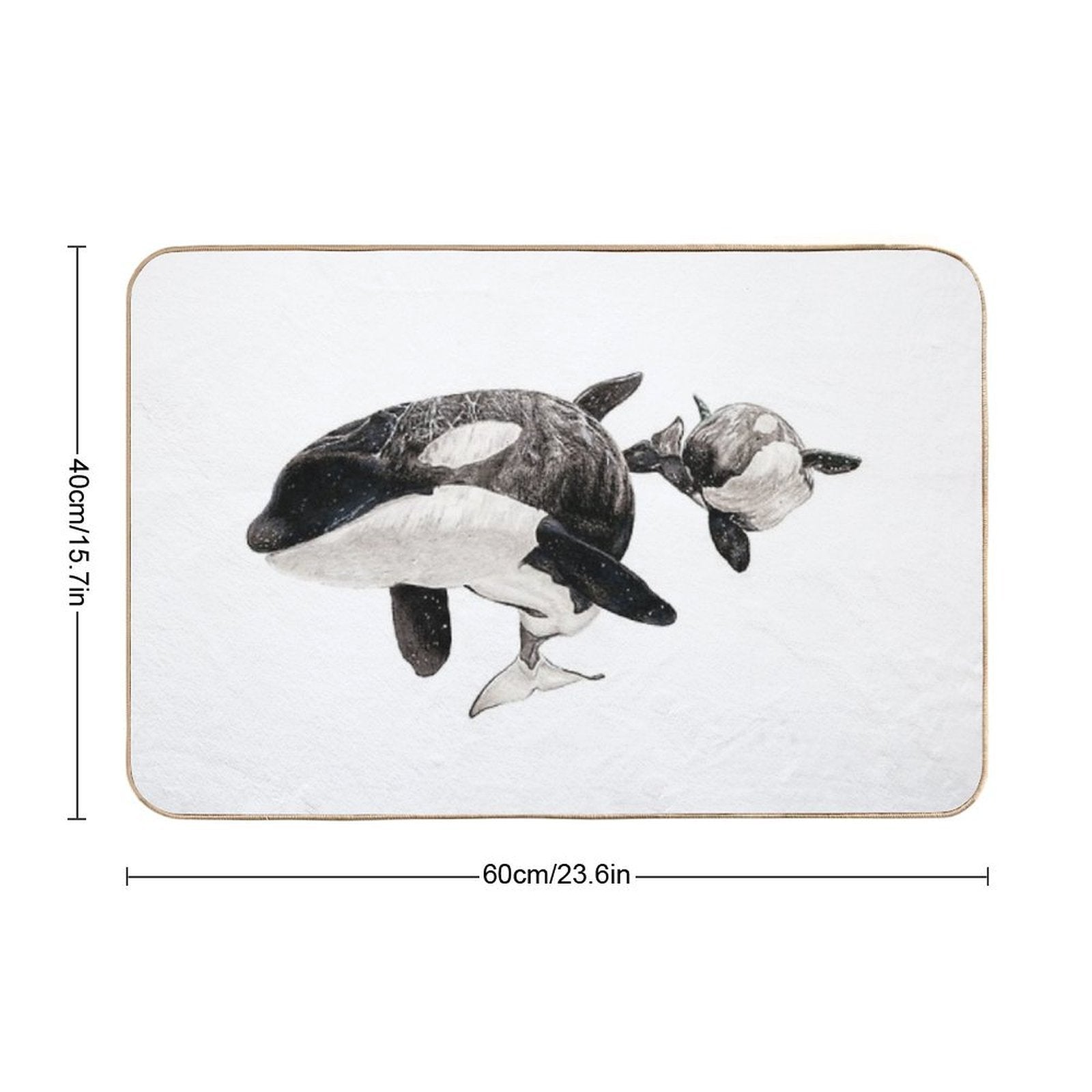 Katina And Taku The Killer Whales Drawing  Odorless Bath Mat