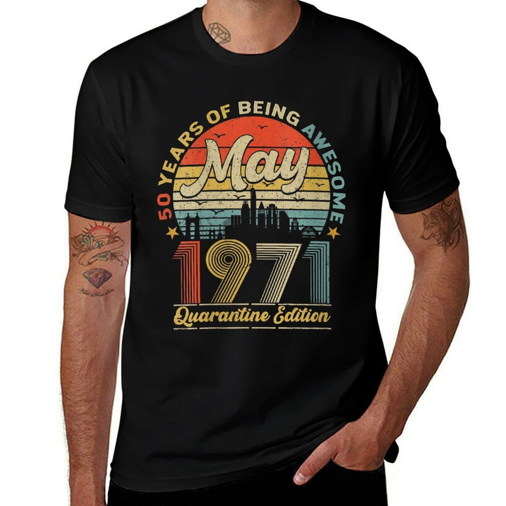 Womens 50th Birthday Decoration May 1971 Men Women 50 Years Old  Trendy Pattern T-Shirt