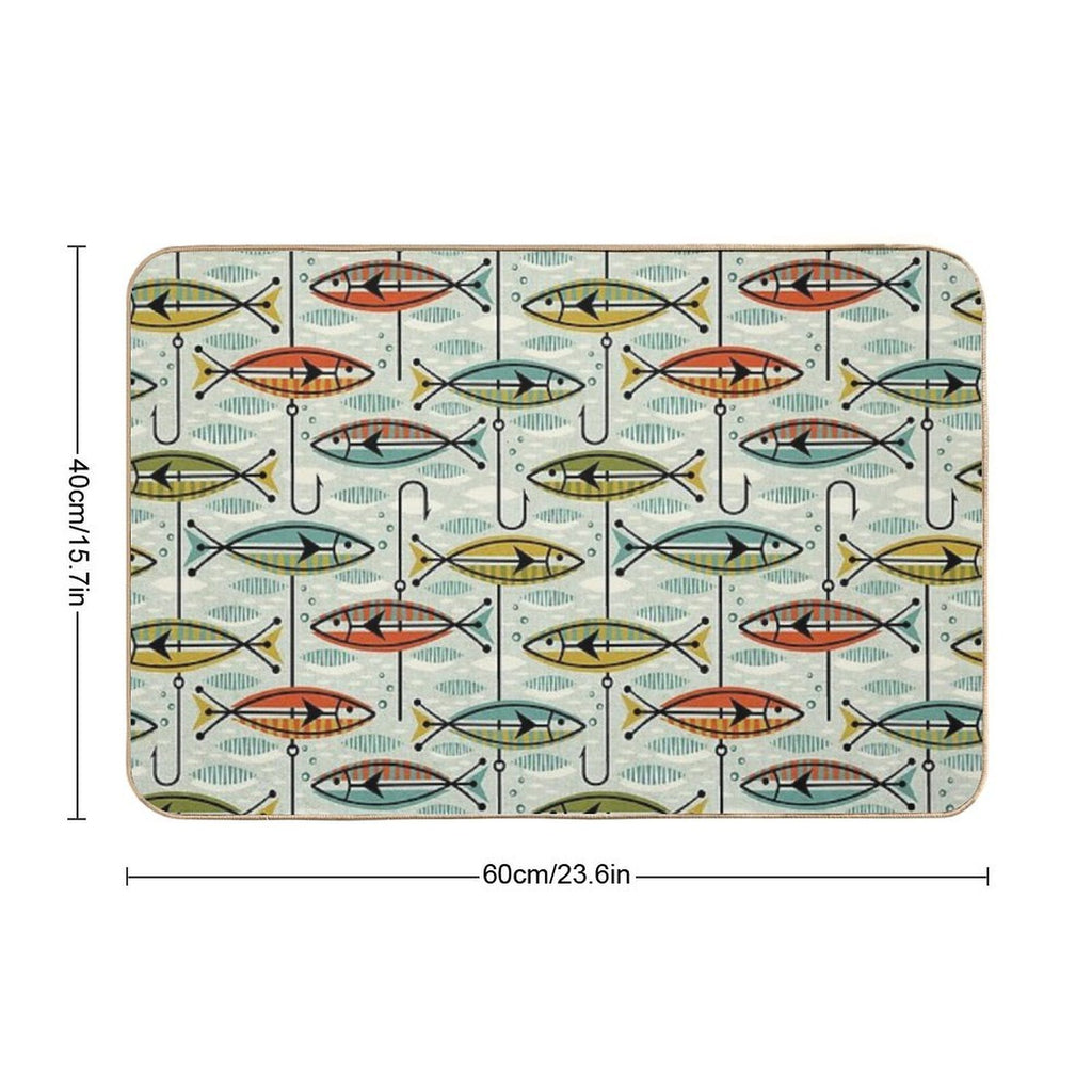Retro Color Block Fish  Long-Lasting Bath Mat