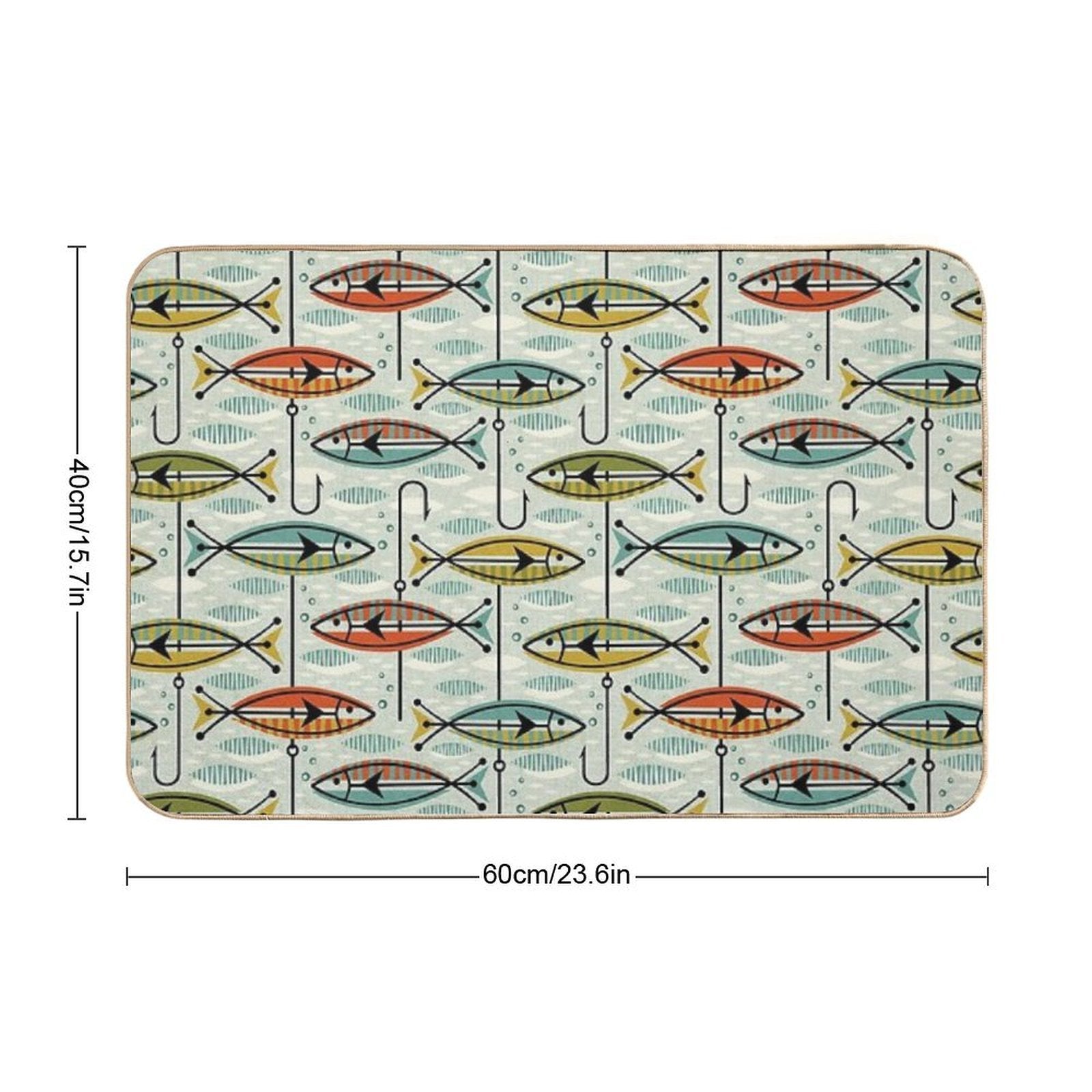 Retro Color Block Fish  Long-Lasting Bath Mat