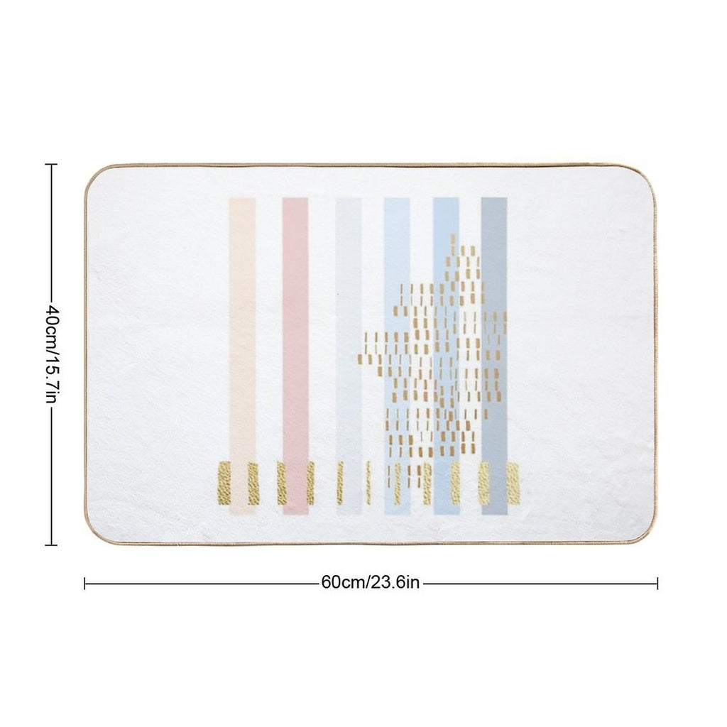 Pastel Stripe with Faded Gold  Repositionable Bath Mat