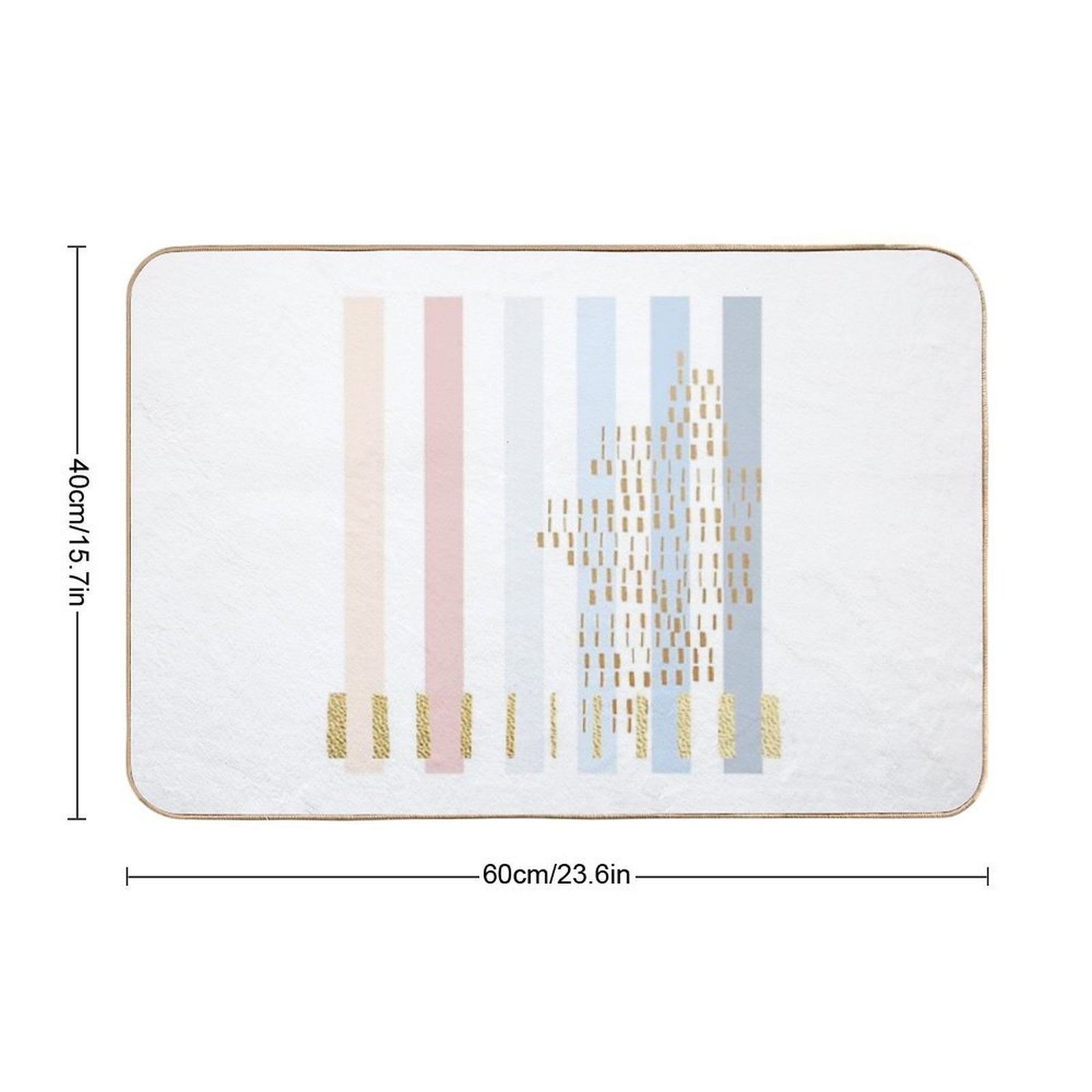 Pastel Stripe with Faded Gold  Repositionable Bath Mat