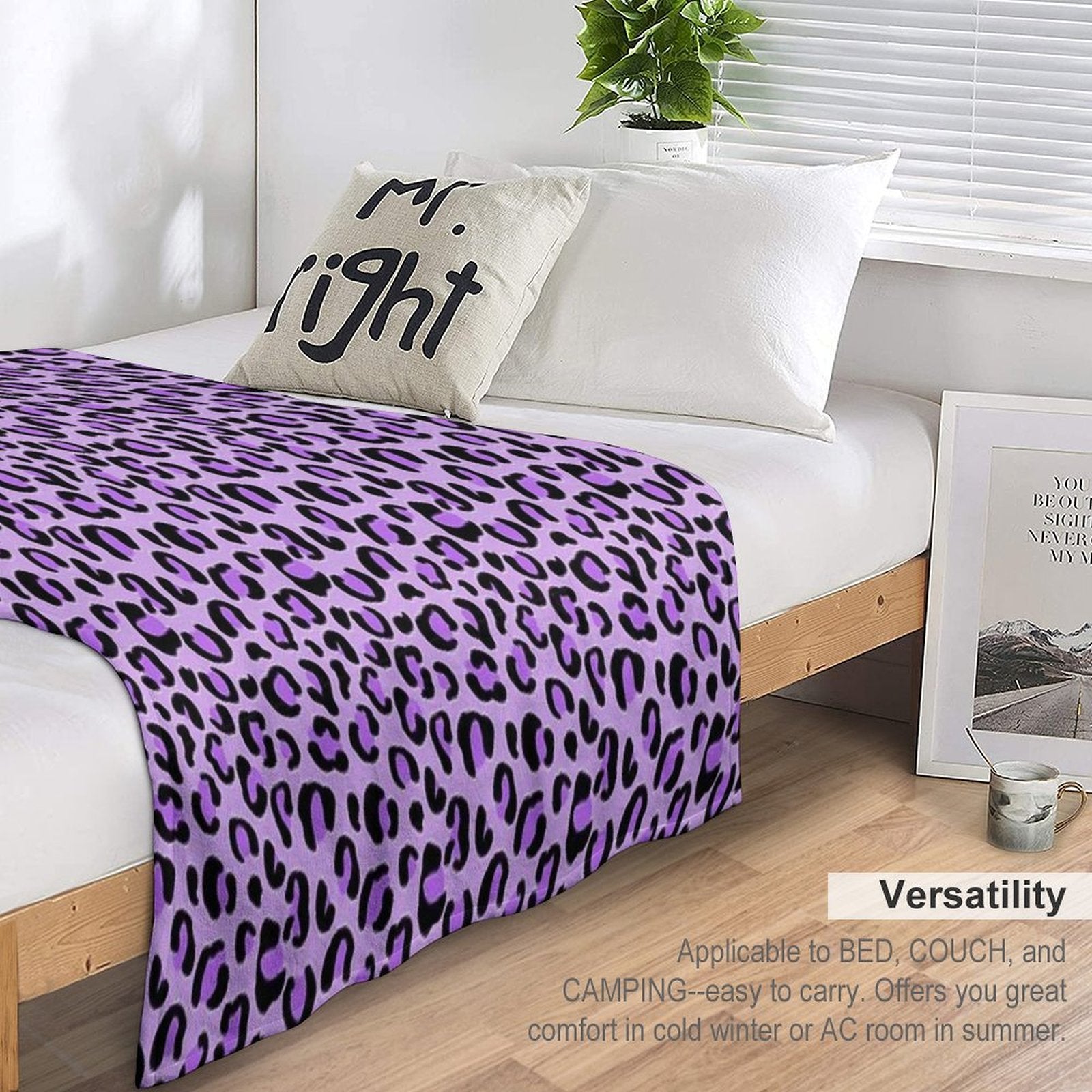 Leopard Print Purple Pattern Easy Care Throw Blanket