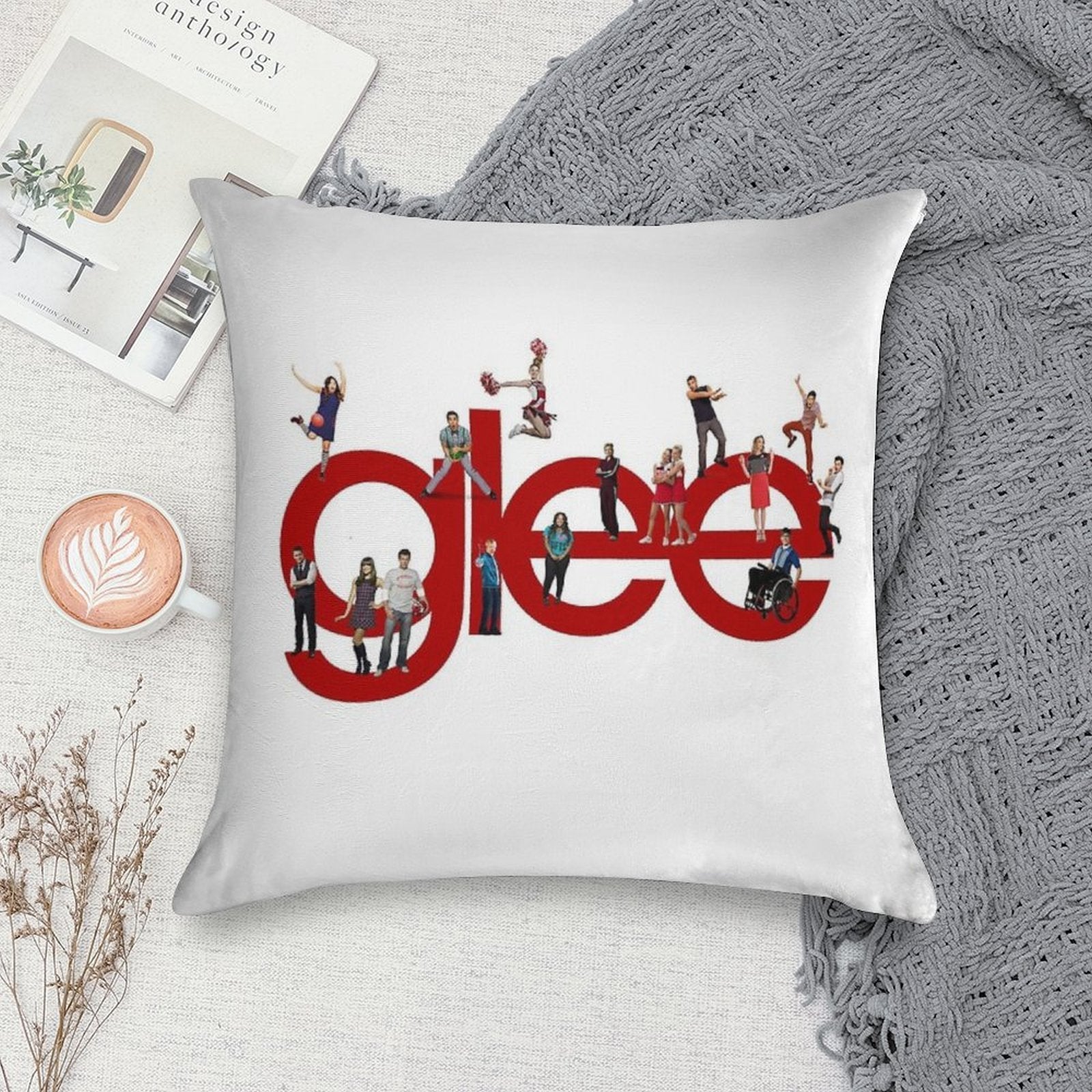 Glee Logo with The Cast Soft Style Accent Throw Pillow