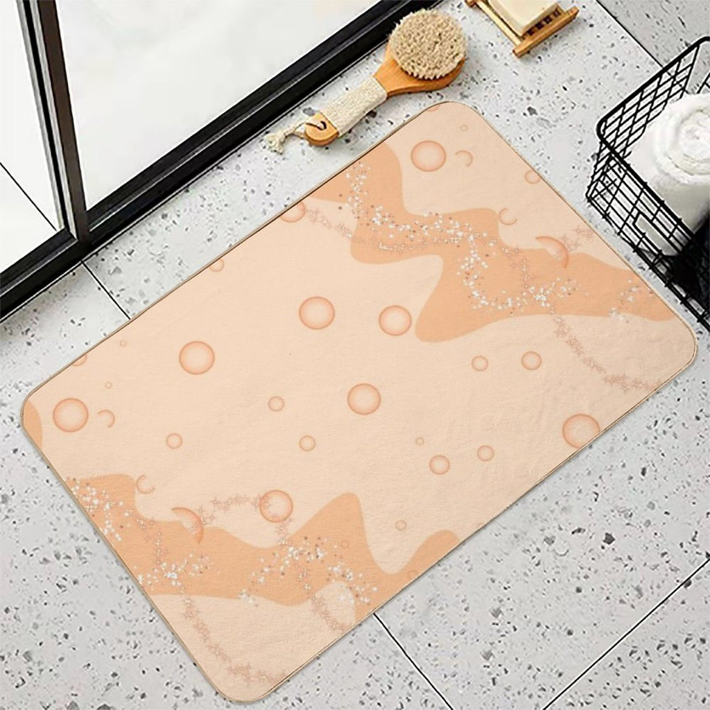 Aesthetic Pastel Orange Design W Bubbles  Rapid-Drying Bath Mat