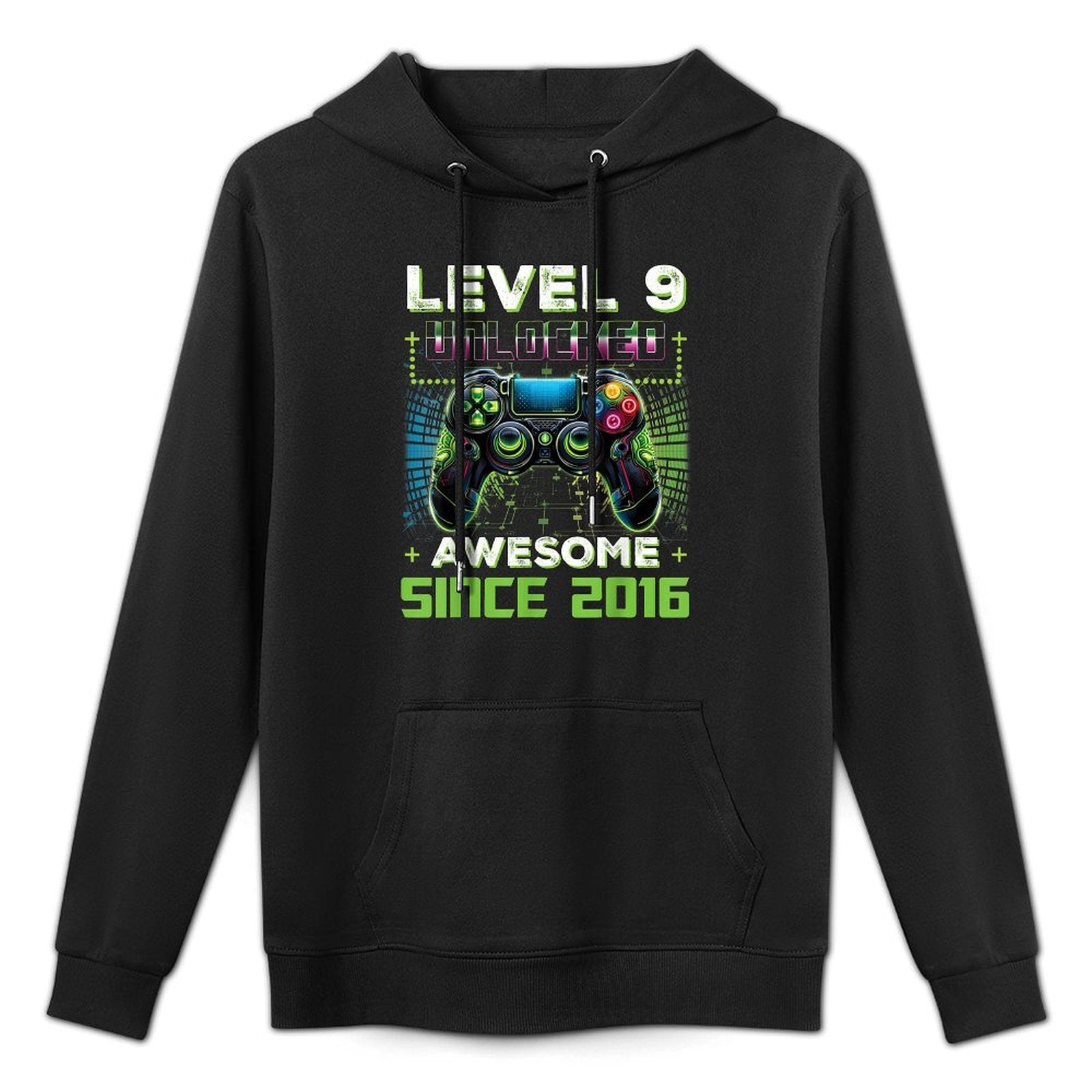 Level 9 Unlocked Video Game 9th Birthday Gamer Boys Son Breathable Fabric Hoodie