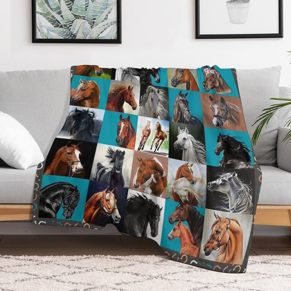 Horse Blanket Plush Throw Blanket
