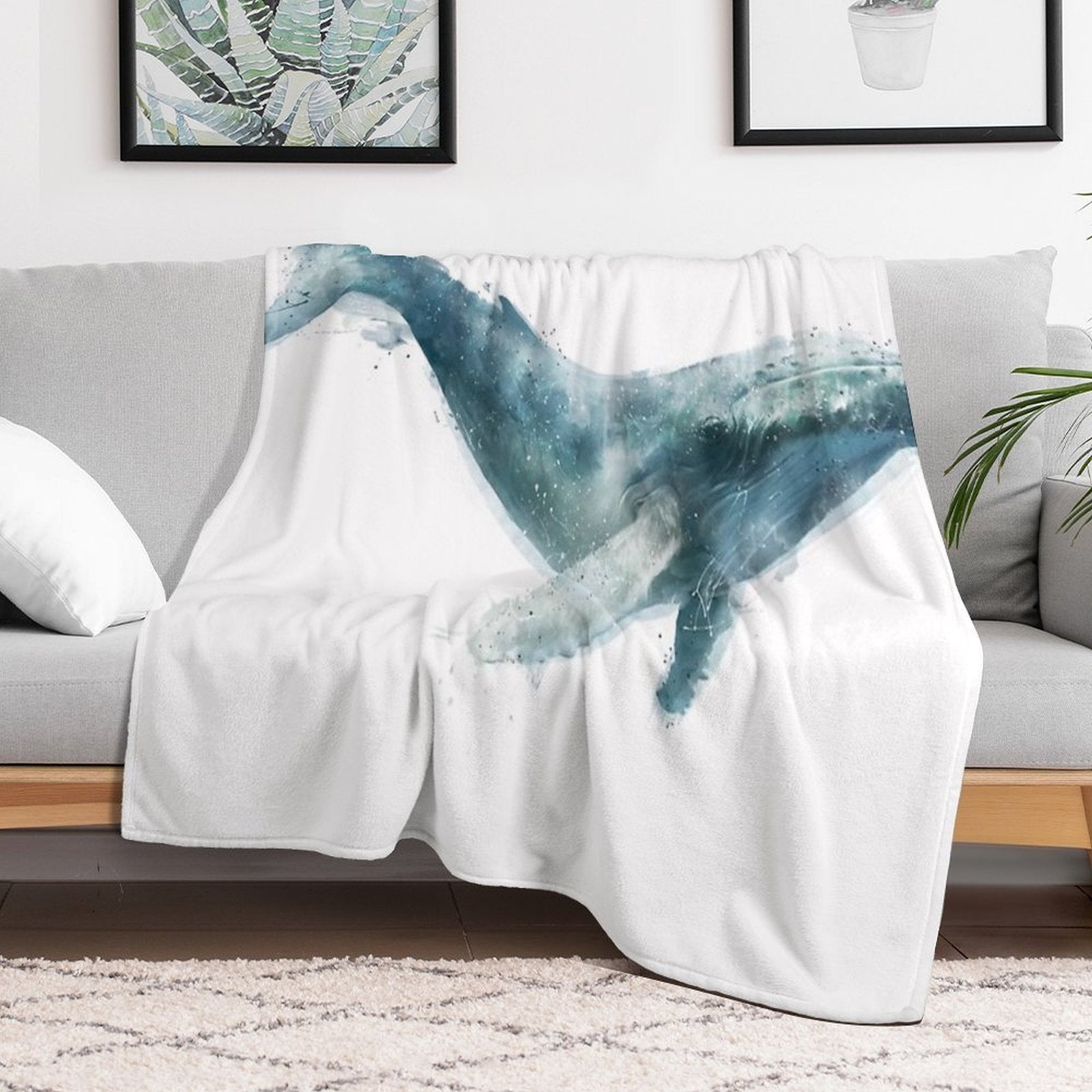 Humpback Whale Wrinkle-free Throw Blanket