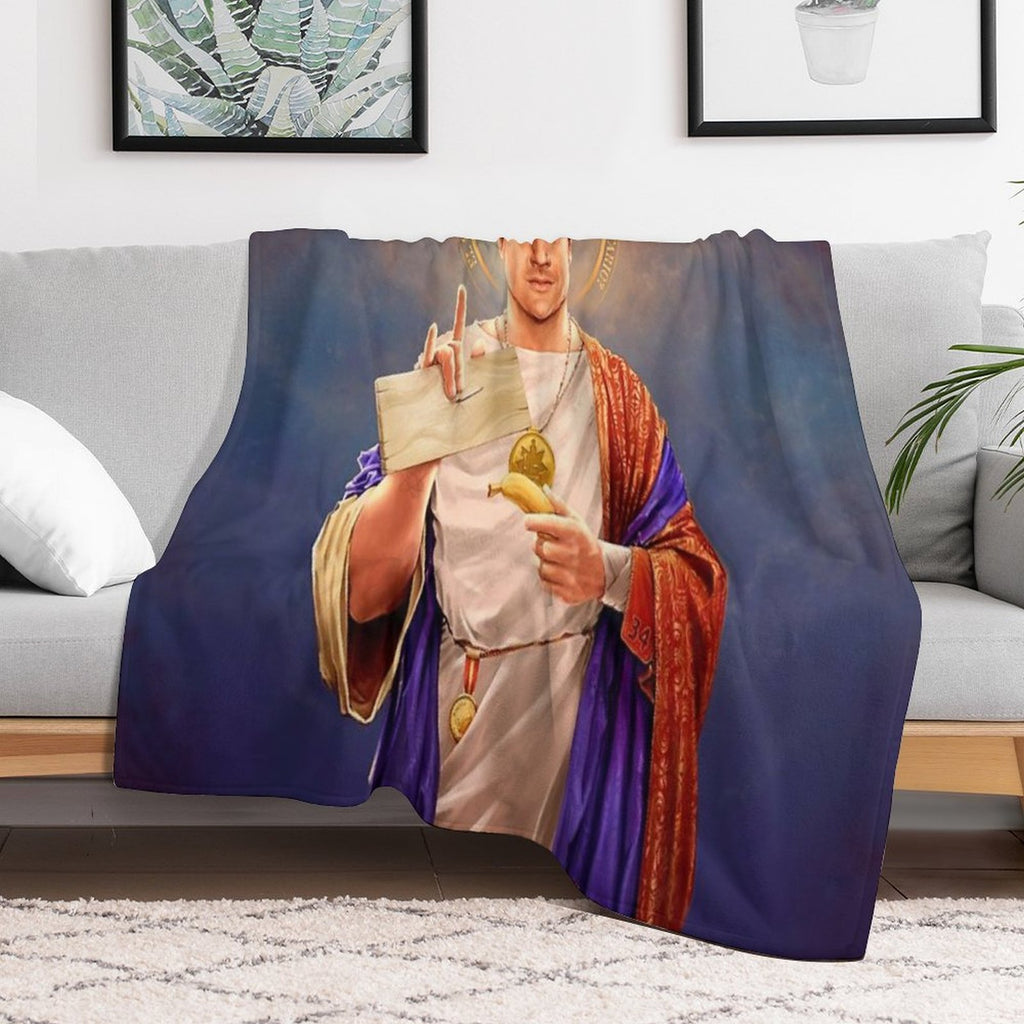 Saint Brendan of Fraser, Brendan Fraser Original Religious Painting Premium Throw Blanket