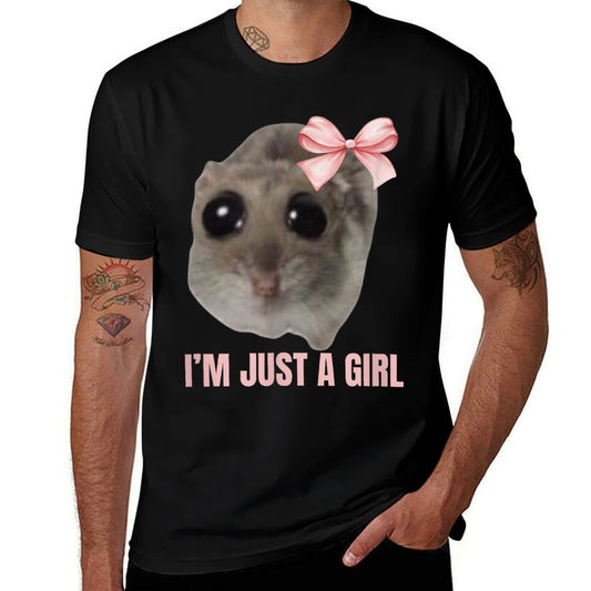 Sad Hamster Meme - I'm Just A Girl  Oversized Silhouette T-Shirt
