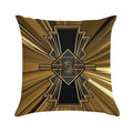Art Deco Nouveau Black And Gold Shimmer Trendy Geometric Design Soft Short Plush Fabric Throw Pillow