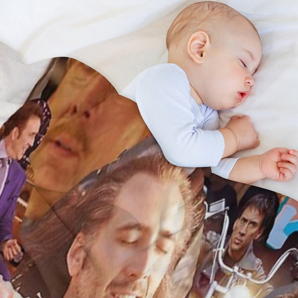 Nic Cage Collage Eco-conscious Throw Blanket
