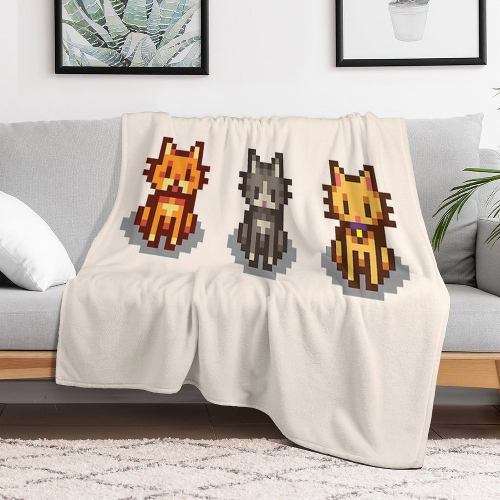 Stardew Valley Pets 3 Cats Machine-washable Throw Blanket