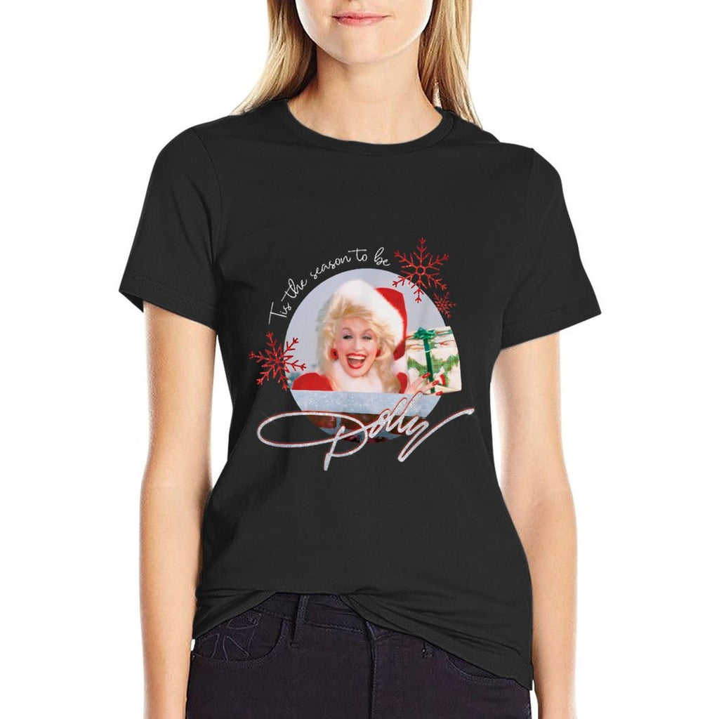 Tis The Season to Be Dolly Vintage  Ribbed Collar T-Shirt