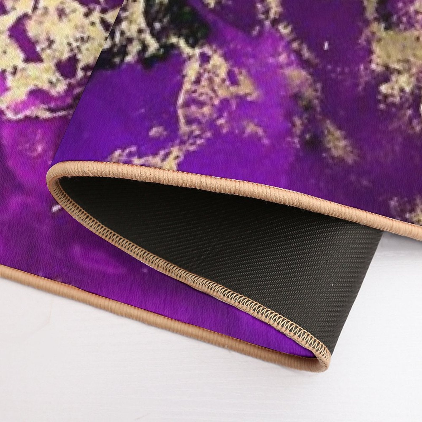 Marble Galaxy in Royal Purple And Gold Splash  Easy Maintenance Bath Mat