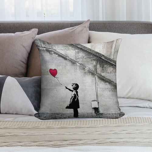Balloon Girl - There Is Always Hope  Original Mural Banksy Soft Gift Ready Throw Pillow