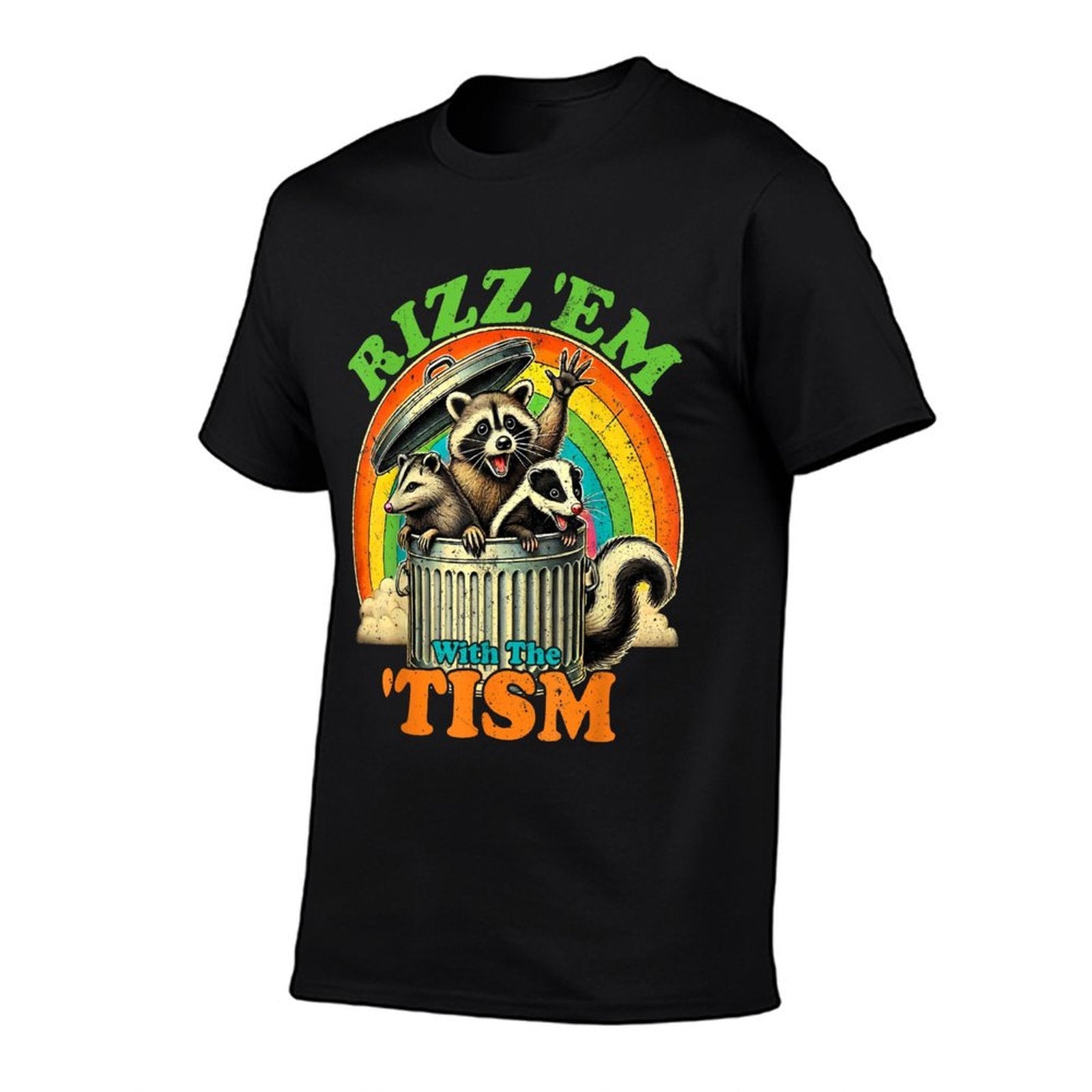 Autistic Raccoon Possum Skunk Meme Rizz Em With The Tism  Trendy Pattern T-Shirt