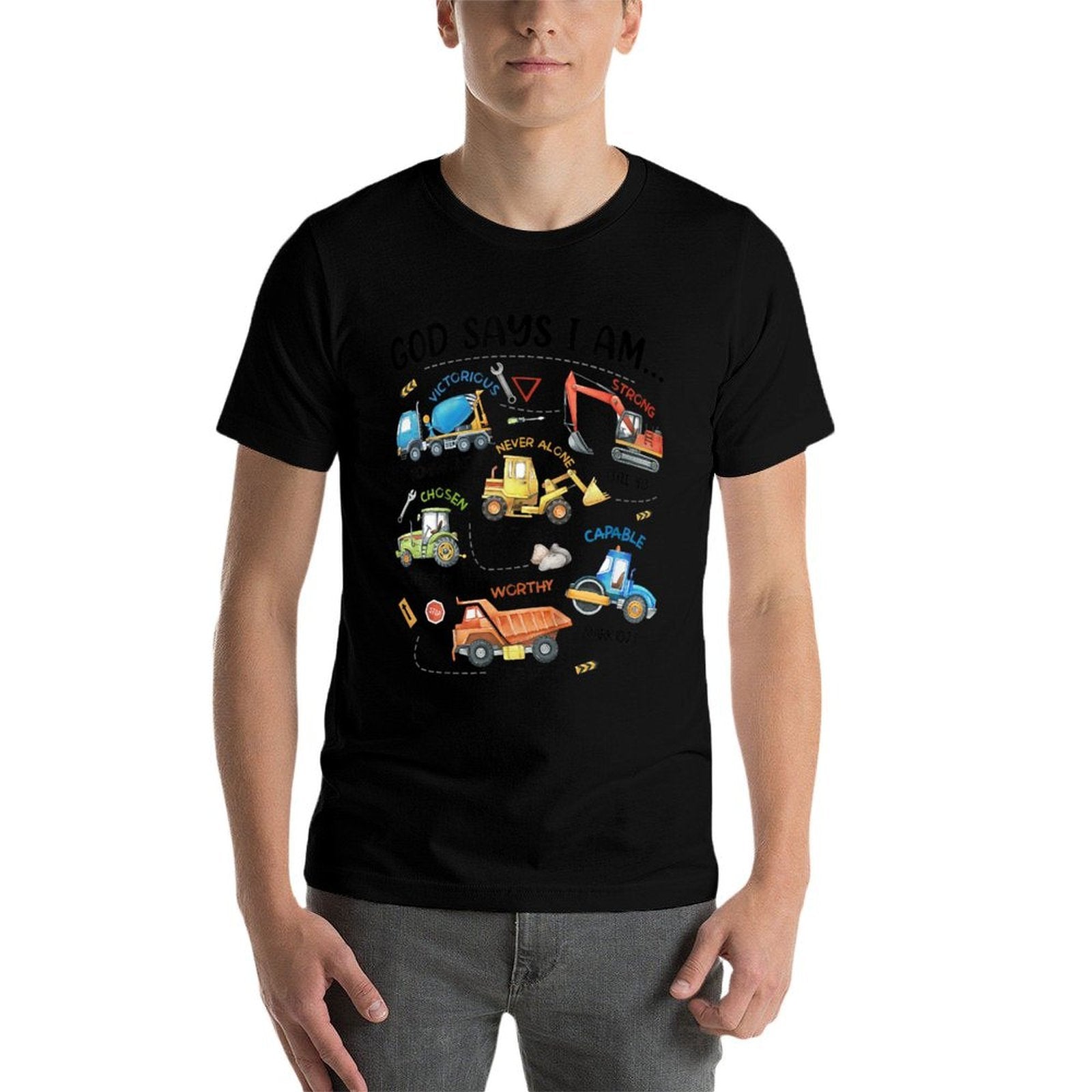 Kids God Says I Am Construction Bible Verse Truck Toddler Boys  Affordable Price T-Shirt